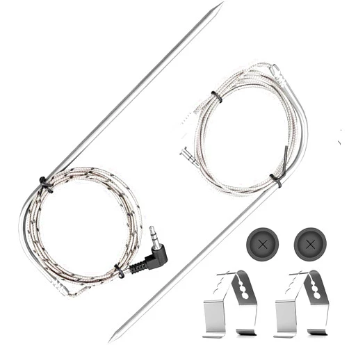 Unidanho Meat Probes for Traeger Temperature Probe BAC431 Thermometer Clip Grommets Wood Pellet Smoker Grill Replacement Parts Black & White 3.5mm Plug BBQ Accessories