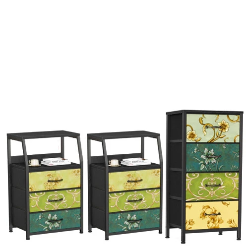 Furnulem Dresser and Nightstand Sets, 4 Drawer Dresser + 3 Drawer Night Stand Set of 2