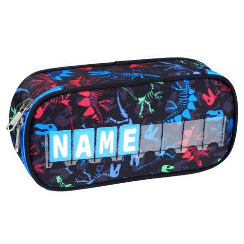 Cambond Pencil Case for Boys - Big Capacity Cute Pencil Case for Kids Large Storage Pencil Pouch for School, Pencil Case with Letter Cards Included, Black Dinosaur