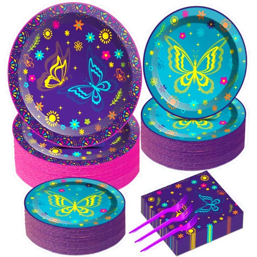 Gisgfim 50 Guests Magic Movie Birthday Party Supplies Set Magic Movie Party Decoration Magic Movie Party Tableware Paper Plates Napkins for Boy Girl Birthday 200 PCS