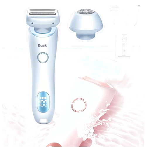 Yuloron Duskofficial Razor,Duskofficial The Glide Pro 3.0 Premium Shaver, 2 in 1 Electric Waterproof Shaver Razors Bikini Trimmer for Women, Wet and Dry, Painless Hair Removal,Removable Head (Blue)