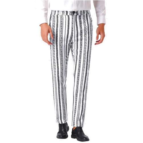 Lars Amadeus Irregular Pattern Pants for Men's Flat Front Color Block Formal Stripe Pants