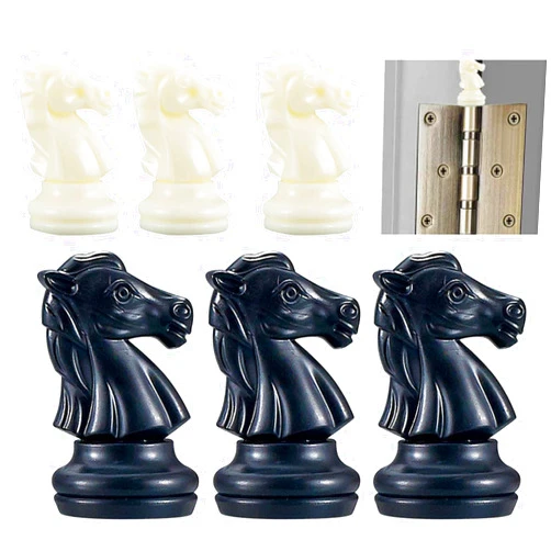 SCSFCVIUS Door Hinge Head Topper Decoration - Hinge Heads Decorative Chess Set of 6 Fun Hinge Head Magnet Door Hinge Pin Topper (Knight)