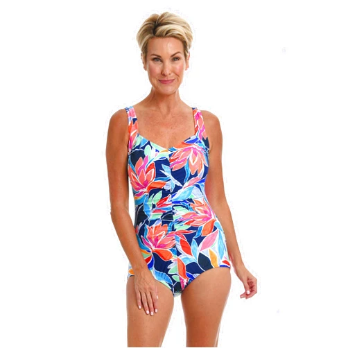 Maxine Of Hollywood Women's Spa Shirred Girl Leg One Piece Swimsuit