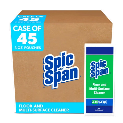 Spic and Span Professional Bulk Floor and Multi-Surface Concentrate Cleaner for Commercial Use, 1 Packet Makes 4 Gallons, 3 oz. Packet (Case of 45)