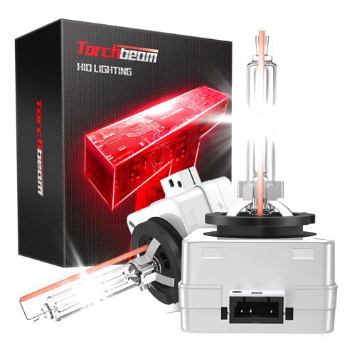 Torchbeam D3S HID Bulbs, 6000K Cool White, High/Low Beam, Xenon Bulbs with Metal Stents Base, for 12V Car, Pack of 2