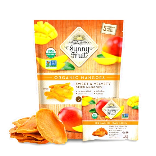 Sunny Fruit Soft Organic Dried Mangoes - 1 Bag (5 Individual Portion Packs) | Healthy, Convenient Snack Packs | NON-GMO, VEGAN, HALAL, KOSHER, NO PRESERVATIVES, NO SULFIDES, NO SUGAR ADDED