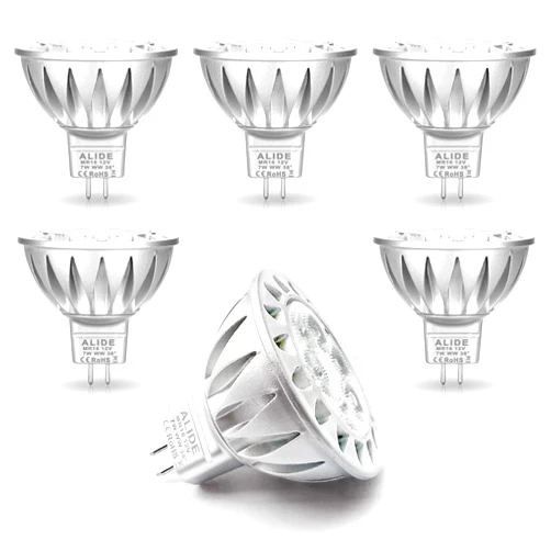 ALIDE MR16 7W GU5.3 Led Bulbs Replace 50W-75W Halogen Equivalent,2700K Warm White,12V Low Voltage MR16 Bulb Spotlight for Outdoor Landscape Flood Track Recessed Lighting,560lm,38 Deg,6 Pack