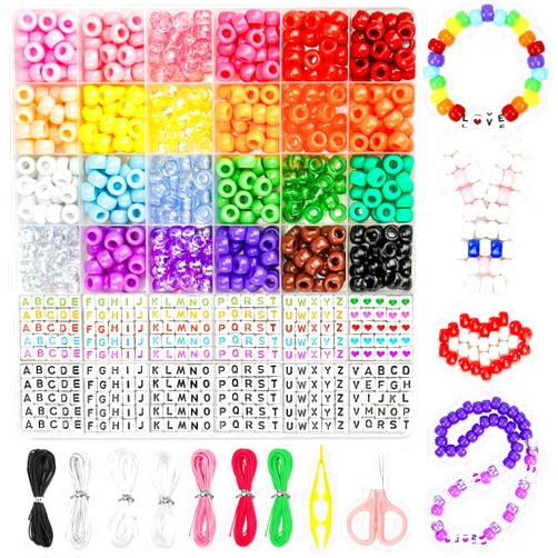 Dowsabel Friendship Bracelet Kit, 24 Colors Bracelet Making Kit Pony Beads for Jewelry Making, Letter Beads Heart Beads for Bracelet Making, Ideal Gifts for Teen Girls Kids Adults
