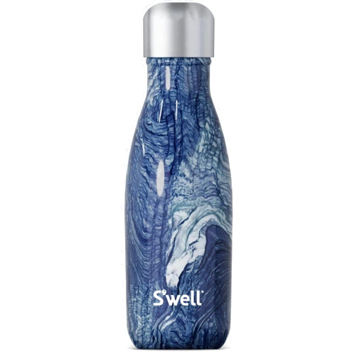 S'well Stainless Steel Water Bottle, 9oz, Azurite Marble, Triple Layered Vacuum Insulated Containers Keeps Drinks Cold for 24 Hours and Hot for 12, BPA Free, Perfect for On the Go