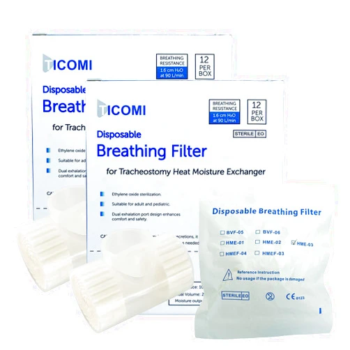 TICOMI Tracheostomy Humidifier, Trach Heat Moisture Exchangers, HMEs Filter, Sterilized, Pack of 24