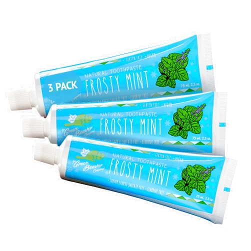 The Green Beaver Company Green Beaver All Natural Organic Toothpaste, Vegan, Fluoride Free & Gluten Free Toothpaste, Frosty Mint Flavor, 75ml, 3 Pack