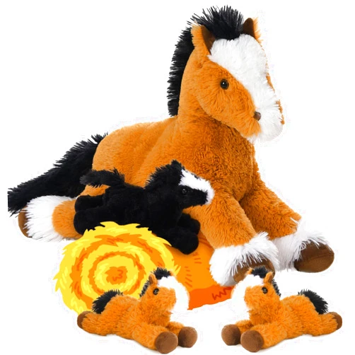 MaoGoLan 4 Pcs Horse Plush Stuffed Animal,Large Stuffed Mommy Horse with Babies Pony Toys Plushies, Pony Stuffed Animal Bulk for Kids Christmas Birthday Gift 21 inches