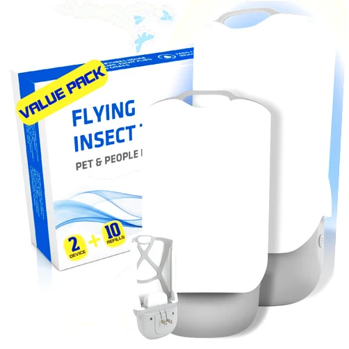 INSTACATCH Flying Insect Trap for Indoors - Bug Catcher for Home, Plug-in Fly Bug Zapper with Effective Blue Light to Fruit Flies, Moths, Gnats, Mosquitoes,House Flies(2 Device+10 Refills)