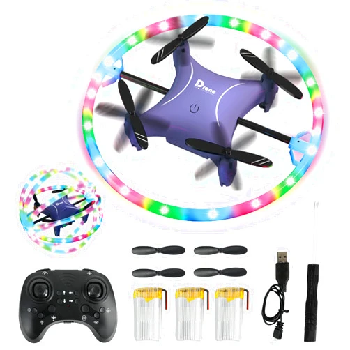ZUCKBOX Mini Drone for Kids, Small Beginners Small RC Drone Quadcopter Drones, 2.4G Remote Control Toy with LED Lights, One Key Take Off/Landing, 360° Spinning, 90 Degree Circle Flight Gifts for Boy Girl