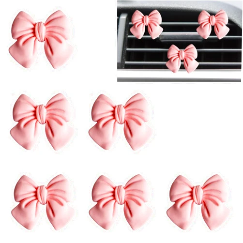 CasaPopz 6 pcs Pink Bow Car Air Freshener Coquette Cute Girly Car Decor Accessories Interior Aesthetic Car Decorations Stuff for Women Girl