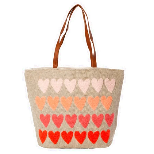 Twig & Arrow Large Canvas Woven Tote Bag for Women with Magnetic Snap Closure - Stripes, Hearts or Rainbows