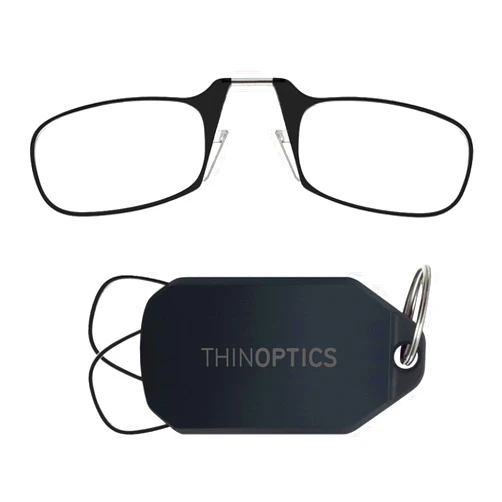 Always With You by ThinOptics Keychain Reading Glasses - Slim, Folding Armless Pocket Readers with Protective Keychain Case