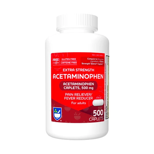 Rite Aid Extra Strength Acetaminophen, 500mg - 500 Caplets | Pain Reliever & Fever Reducer for Migraines, Joint Pain, Muscle or Back Pain, and Menstrual Pain