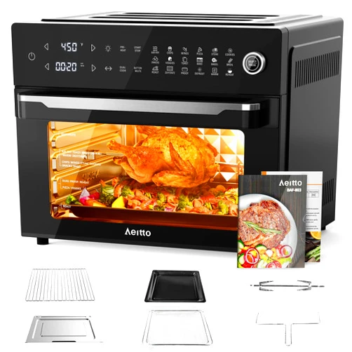 Aeitto® 32-Quart PRO Large Air Fryer Oven| Toaster Oven Combo | with Rotisserie, Dehydrator and Full Accessories | 19-In-1 Digital Airfryer | Fit 13