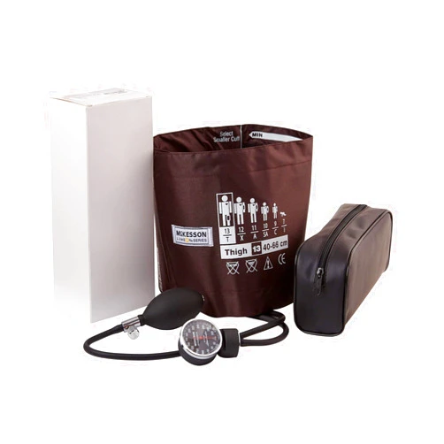 McKesson LUMEON Deluxe Aneroid Sphygmomanometer, Blood Pressure with Cuff, Thigh, Brown, Adult Large, 1 Count