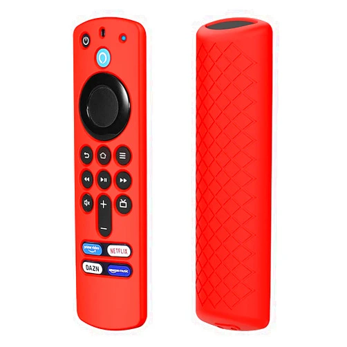 LEFXMOPHY Remote Case Replacement for TVstick (3rd Gen) / 4K Max 2021 Release Alexa Voice Remote (3 Generation), Red Silicone Protective Cover Skin with Lanyard