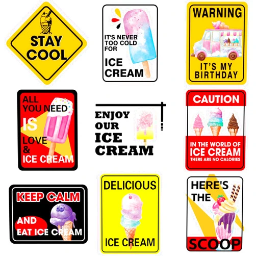 WERNNSAI WERNNSAl Ice Cream Party Decorations - 9PCS Ice Cream Party Zone Signs Posters for Kids Ice Cream Theme Birthday Party Supplies Ice Cream Wall Art Decor for Home Garden Yard Decorations