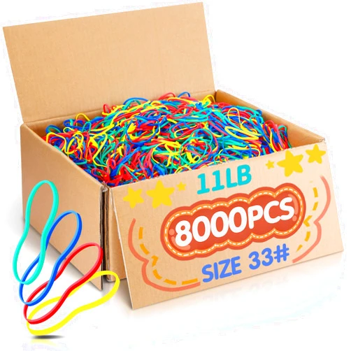 ReliThick 8000 Pcs Rubber Bands Bulk for Office 11 lb Large Rubber Bands Size 33 Assorted 4 Colors Yellow Red Blue Green Strong Industrial Rubber Bands for File Folders