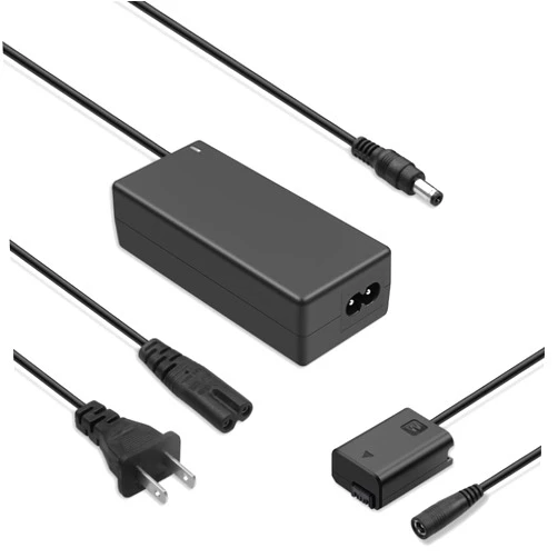 JOVNO AC-PW20 Power Adapter for Son y ZV-E10 NP-FW50 Dummy Battery Kit Power Supply Adapter for Al PHA A6500 A6400 A6300 A6100 A6000 A5100 A5000 A7II A7SII A7RII A7 RX10 II III IV NE ZV-E10 Camera