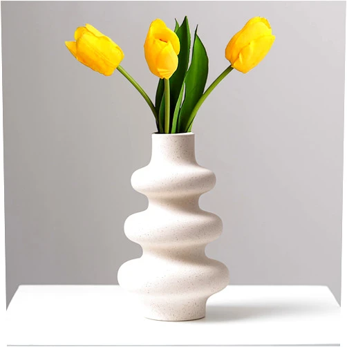 Steviieden Ceramic Modern Dried Flower Vase, Off White Round Pampas Vase, Boho Home Decor for Centerpiece Wedding Dinner Table Party Living Room Office Bedroom, Housewarming Gift