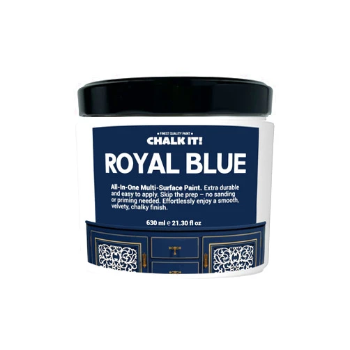 CHALK IT! Paint for Furniture, Ceramic Tiles, Cabinets, Home Decor, Self-Sealing, Durable All-in-One Multi-Surface Paint, No Prep, No Sanding, No Wax Needed (Royal Blue)