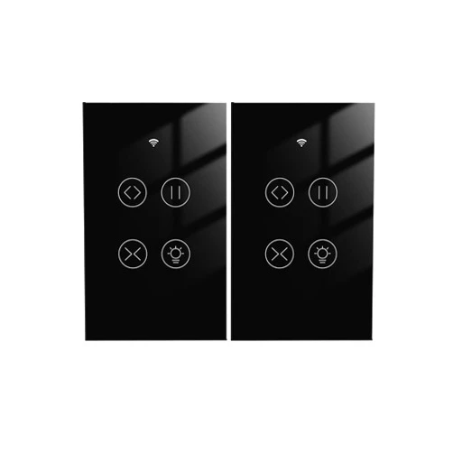Uehdyggbfvlkfnfj Smart Switch Smart WiFi RF Glass Panel Curtain Light Touch Switch Smart Home Voice Control with Alexa Timing Function No Hub Required (Color : 4 PCS Black Size : W) (2 Pcs Black W)