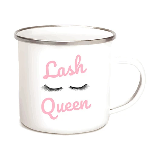 Handmade Gift for Lash Queen Eyelash Technician Artist 12oz Enamel Silver Mug