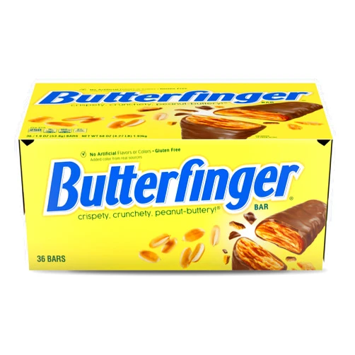 Butterfinger, Bulk 36 Pack, Chocolatey, Peanut-Buttery, Full Size Individually Wrapped Candy Bars, 1.9 oz Each