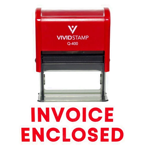 Vivid Stamp Invoice Enclosed Self-Inking Rubber Stamp – Red Ink (X-Large)