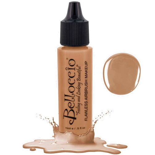 Belloccio's Professional Cosmetic Airbrush Makeup Foundation 1/2oz Bottle: Latte- Medium with Golden, Peachy Undertones