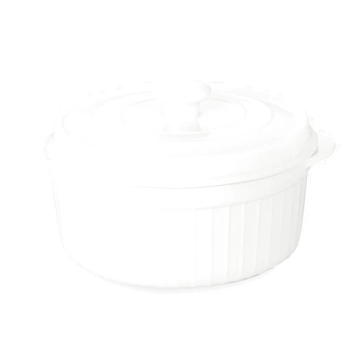 HAOTOP 2-Quart Ceramic Deep Casserole Dish with Lid, Ceramic Baking Dishes, Oven Safe (White)
