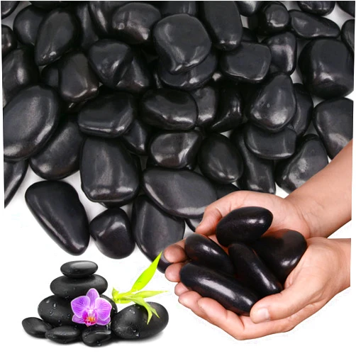 Lechloris 20Ib Black River Rocks for Landscaping-Polished Pebbles for Plants-Garden Decorative Stones-1-2