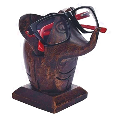 Ajuny Wooden Decorative Handcrafted Spectacle Holder Eyewear Display Stand Specs Sunglasses Eyeglasses Goggles Stand Organizer Home Office Desk Table Decor Gifts (Elephant Shape)