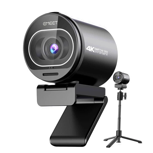 EMEET S600 4K Webcam with Tripod for Streaming - Sony 1/2.5'' Sensor, PDAF Autofocus, 1080P@60FPS, 2 Noise Reduction Mics, Built-in Privacy Cover, 40°-73° FOV, Streaming Webcam for Product/Game/Beauty
