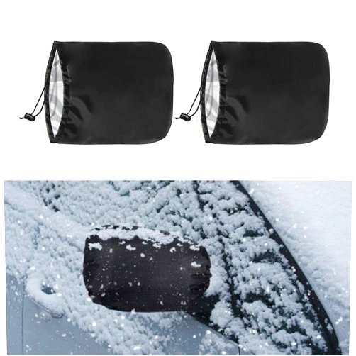 GLSOWEE 2PCS Car Side Mirror Covers - Waterproof Snow Mirror Cover Protects from Ice Snow Frost Dew Rain Bird Poop - Silver Coated Rearview Protection Cover Winter Snowproof Accessories for Cars Trucks SUVs