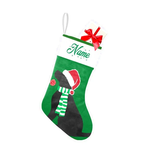 OAHEDIAM Personalized Christmas Stockings Custom Christmas Black Lab Holiday Dog Name Santa Gift Bag Stocking Hanging Ornament Decorations for Xmas Birthday Wedding 7.87x17.52 inch