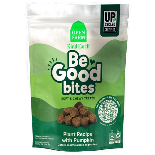 Open Farm, Be Good Bites, Soft Dog Training Treats, Small & Chewy, Made with Ethically & Sustainably Sourced Ingredients, Non-GMO Fruits & Grains, Plant-Based Pumpkin Recipe, 6oz Pouch