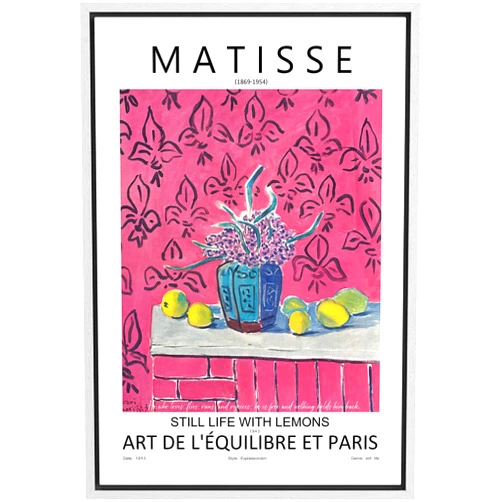 SIGNLEADER Framed Canvas Print Wall Art Matisse Still Life With Lemons Nature Wilderness Illustrations Fine Art Rustic Scenic Relax/Calm Colorful for Living Room, Bedroom, Office - 16