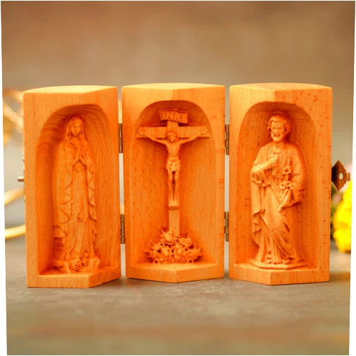SutiCraftShop Wood Carving Catholic Home Altar,Catholic Icons,Wooden Religious Gift,Best Friend Gift,Christmas Gift, Fathers Day Gift,Thank You Gift Ideas