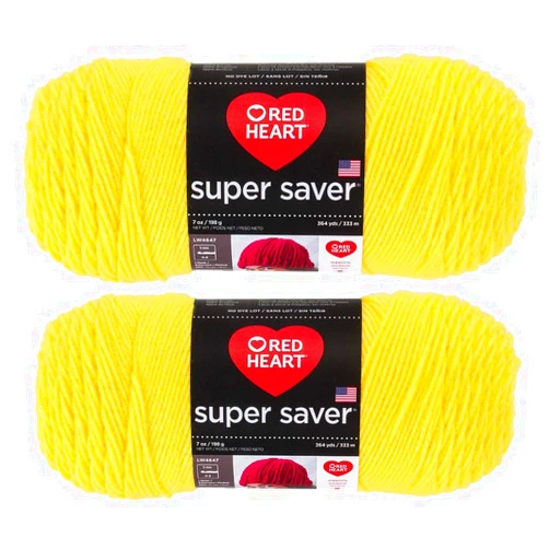 Red Heart Bulk Buy: Red Heart Super Saver (2-pack) (Bright Yellow, 7 oz each skein)