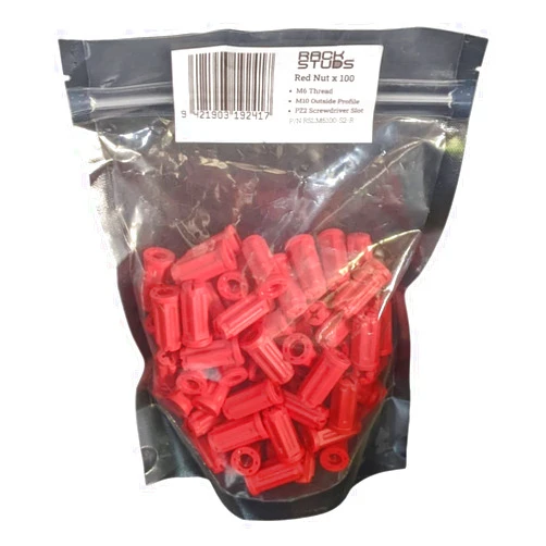 Rackstuds M6 Nut 100-Pack, Suits All Series II Including New Duo | M6 Nuts Glass Reinforced Nylon for Enhanced Durability & Secure Hold - Ideal Solution for Easy Server Rack Installation - Red
