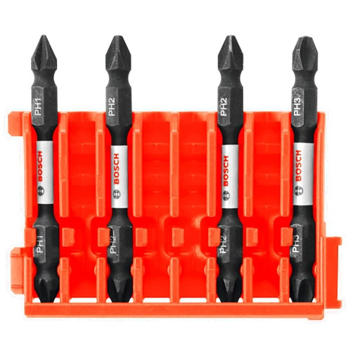 BOSCH CCSDEPHV2504 4-Piece Assorted Set 2-1/2 In. Impact Tough Phillips Double-Ended Bits with Clip for Custom Case System
