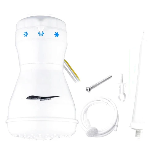 ALisasin Instant Hot Electric Water Heater 5400W Nozzle with Hose Electric Shower Head Faucet 3 Gear Adjustable Fast Heating Bath Shower Heater for Bathroom