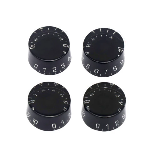Metallor Electric Guitar Top Hat Knobs Speed Volume Tone Control Knobs Compatible with Les Paul LP Style Electric Guitar Parts Replacement Set of 4Pcs Black.